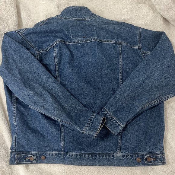 Vintage Levi's denim jacket with leather collar men's size L - Picture 4 of 14